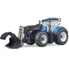 Tractor New Holland T7 315 con pala - Miniatura 1:16 - Bruder 03121 con pala abierta