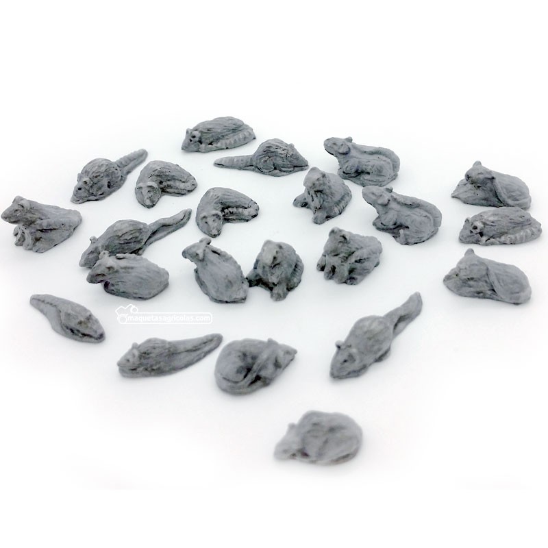 Ratas grises 22 piezas - Miniatura 1:32 / 1:35 - Juweela 23367