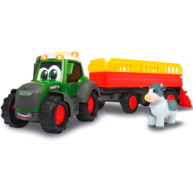 Tractor happy FENDT con remolque y vaca - juguete - Dickie Toys 3815004