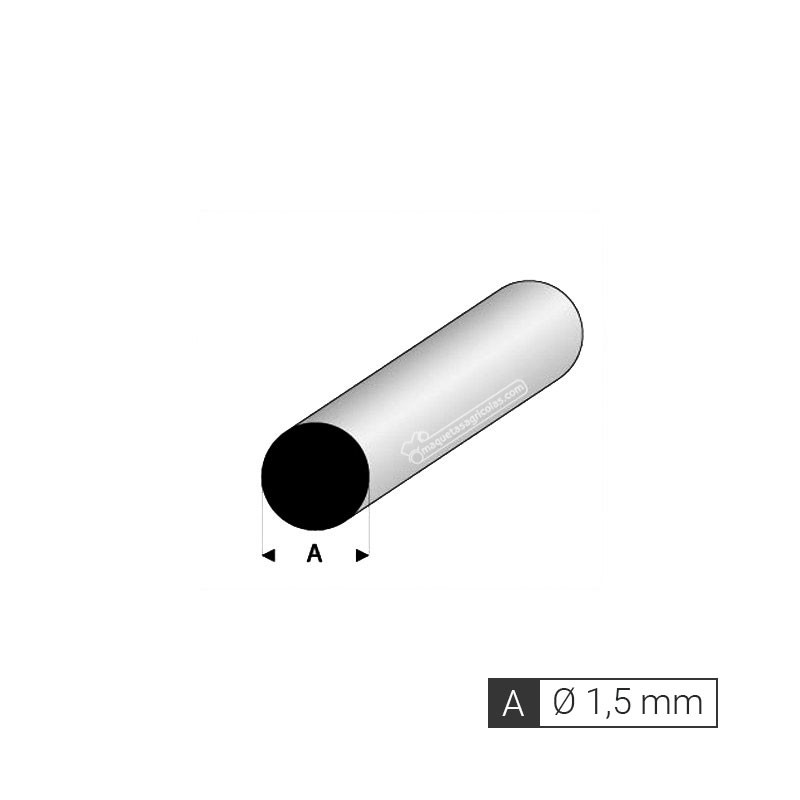 Perfil redondo macizo 1,5 mm de estireno (3 tiras de 33 cm) - Artisan 240053