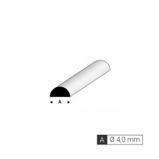 Perfil media caña macizo 4 mm de estireno (3 tiras de 33 cm) - Artisan 240158