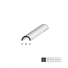 Perfil medio círculo 6 mm de estireno (3 tiras de 33 cm) - Artisan 240355