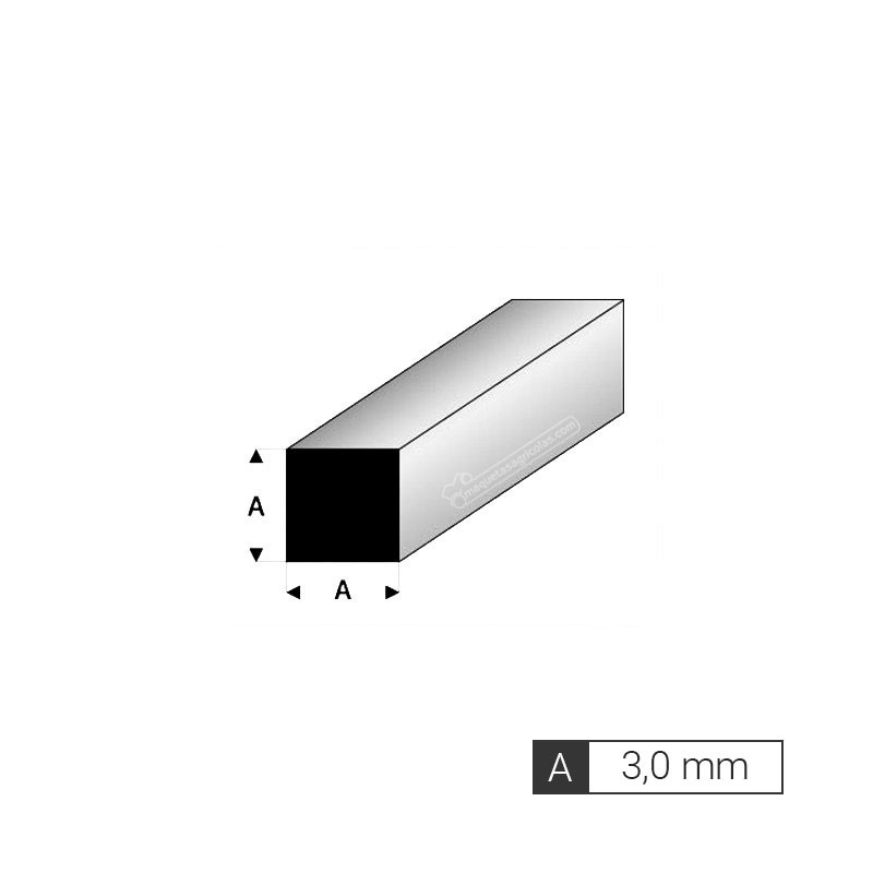 Perfil cuadrado de 3 mm de estireno (3 tiras de 33 cm) - Artisan 240755
