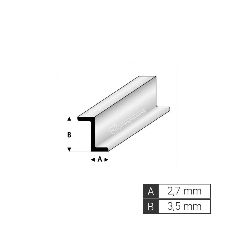 Perfil en Z de A 2,7 mm / B 3,5 mm de estireno (3 tiras de 33 cm) - Artisan 241851