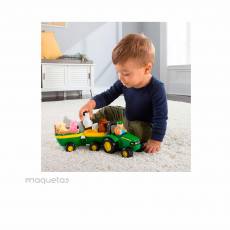 Johny Tractor con remolques de animales - Juguete con sonido - ERTL 34908