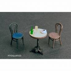 Kit de mesas, sillas y vajilla de cafetería - Para Maquetar - Miniatura 1:35 - MiniArt 35569