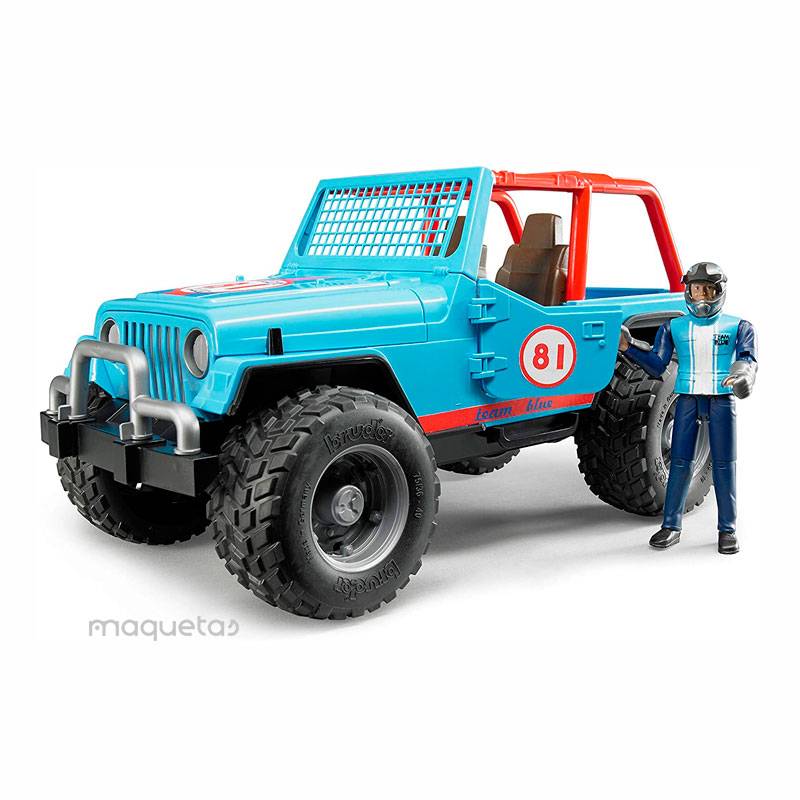 Todoterreno Jeep Cross Country Racer azul con piloto de carreras - Miniatura 1:16 - Bruder 02541
