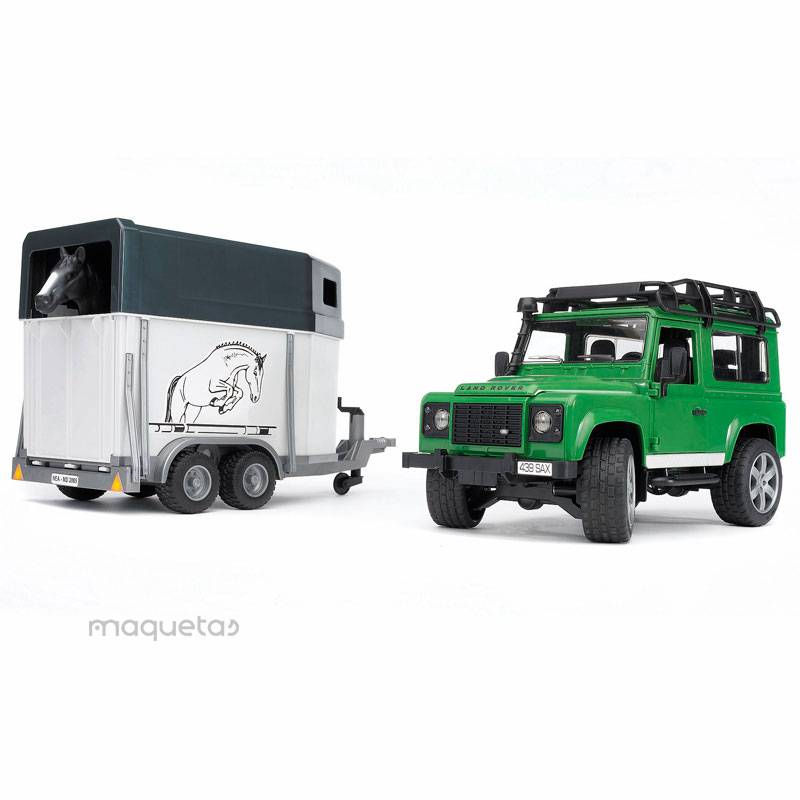 Land Rover Defender con remolque para caballos  - Miniatura 1:16 - Bruder 02592