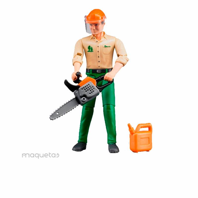 Trabajador forestal con accesorios - Miniatura 1:16 - Bruder 60030