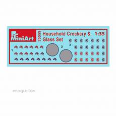 Juego de vajilla y cristalería para el hogar - Para Maquetar - Miniatura 1:35 - MiniArt 35559