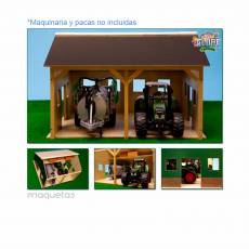 Cobertizo de madera para 2 tractores - Miniatura 1:16 - Kids Globe 610338