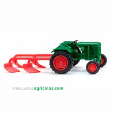 Tractor Normag Factor I con arado - verde hoja - Miniatura 1:87 - Wiking 039802