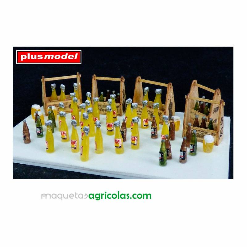 Kit de 4 cajas de cerveza y botellas de limonada - Para Maquetar - Miniatura 1:35 - Plus Model 422