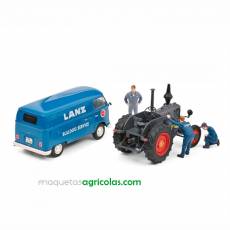 Tractor Lanz Bulldog con furgoneta VW y 3 figuras - Miniatura 1:32 - Schuco 7859