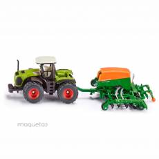 Tractor Claas con sembradora de cereal - Miniatura 1:87 - Siku 1826