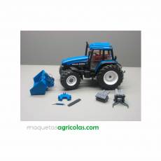 Tractor New Holland 8360 con cazo Blue hydraulic bucket - Miniatura 1:32- Replicagri REP094 + REP094B