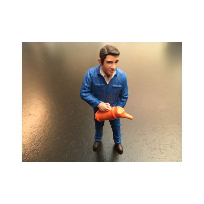 Hombre con buzo azul añadiendo aceite - Miniatura 1:32 - ADF 32126