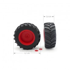 Conjunto 2 ruedas agrícolas traseras  61 x 24 mm rojas - Miniaturas 1:32 - Artisan 04272R medidas