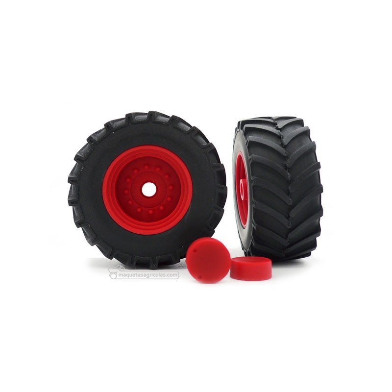 Conjunto 2 ruedas agrícolas traseras 47 x 20 mm Rojas - Miniaturas 1:32 - Artisan 04271R