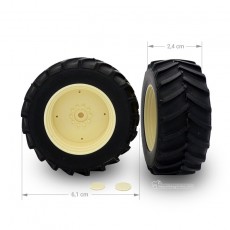 Conjunto 2 ruedas agrícolas traseras  61 x 24 mm blancas - Miniaturas 1:32 - Artisan 04272B medidas